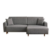 ECKSOFA mit Schlaffunktion und rechtsseitiger Récamiere aus Stoff - mane 246/160/85 cm - Grau, Holz (160/246cm) - Calicosy