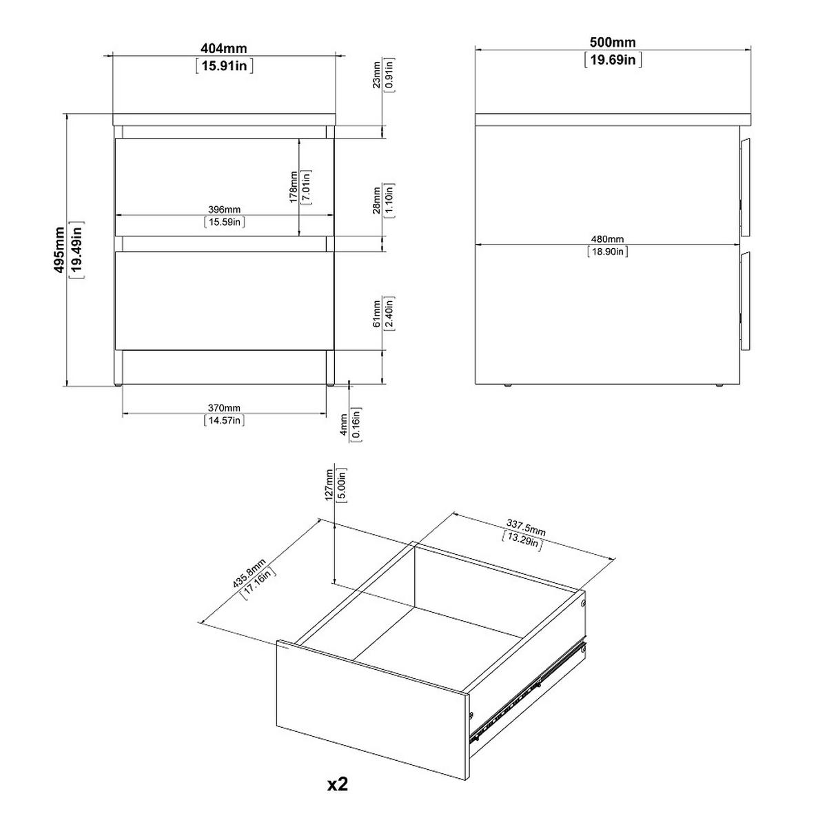 NACHTSCHRANK Beton - Grau, Holzwerkstoff (40/50/50cm) - ebuy24