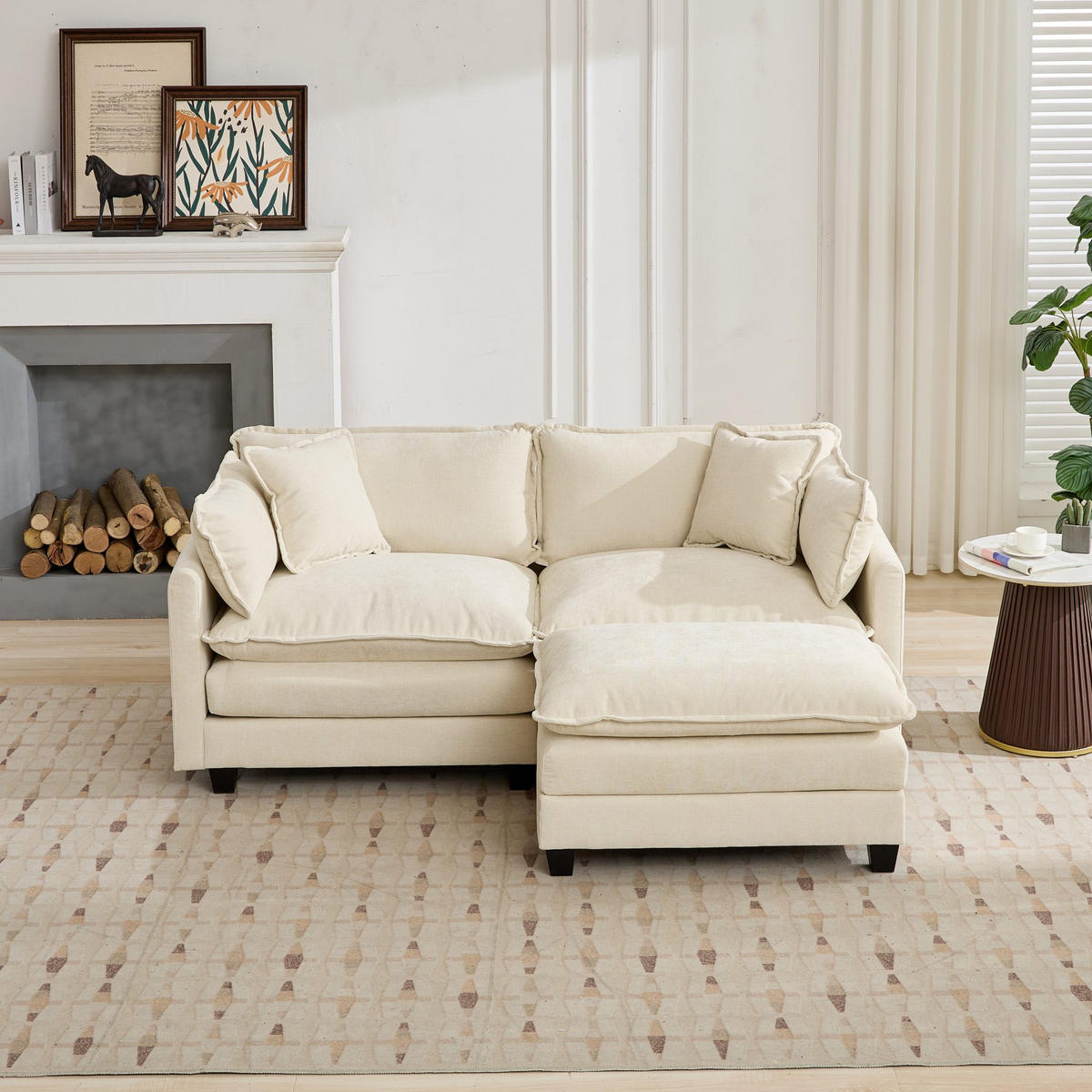 2-SITZER-SOFA aus Chenille mit modularem Design, beige - Beige, Textil (75/84/198cm)