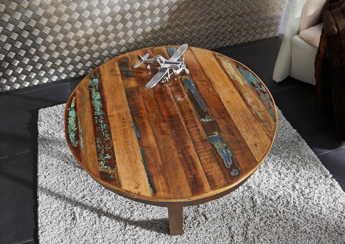 COUCHTISCH Altholz 75x75x45 mehrfarbig lackiert INDUSTRIAL #01 - Multicolor, Holz (75/75/45cm) - Massivmoebel24