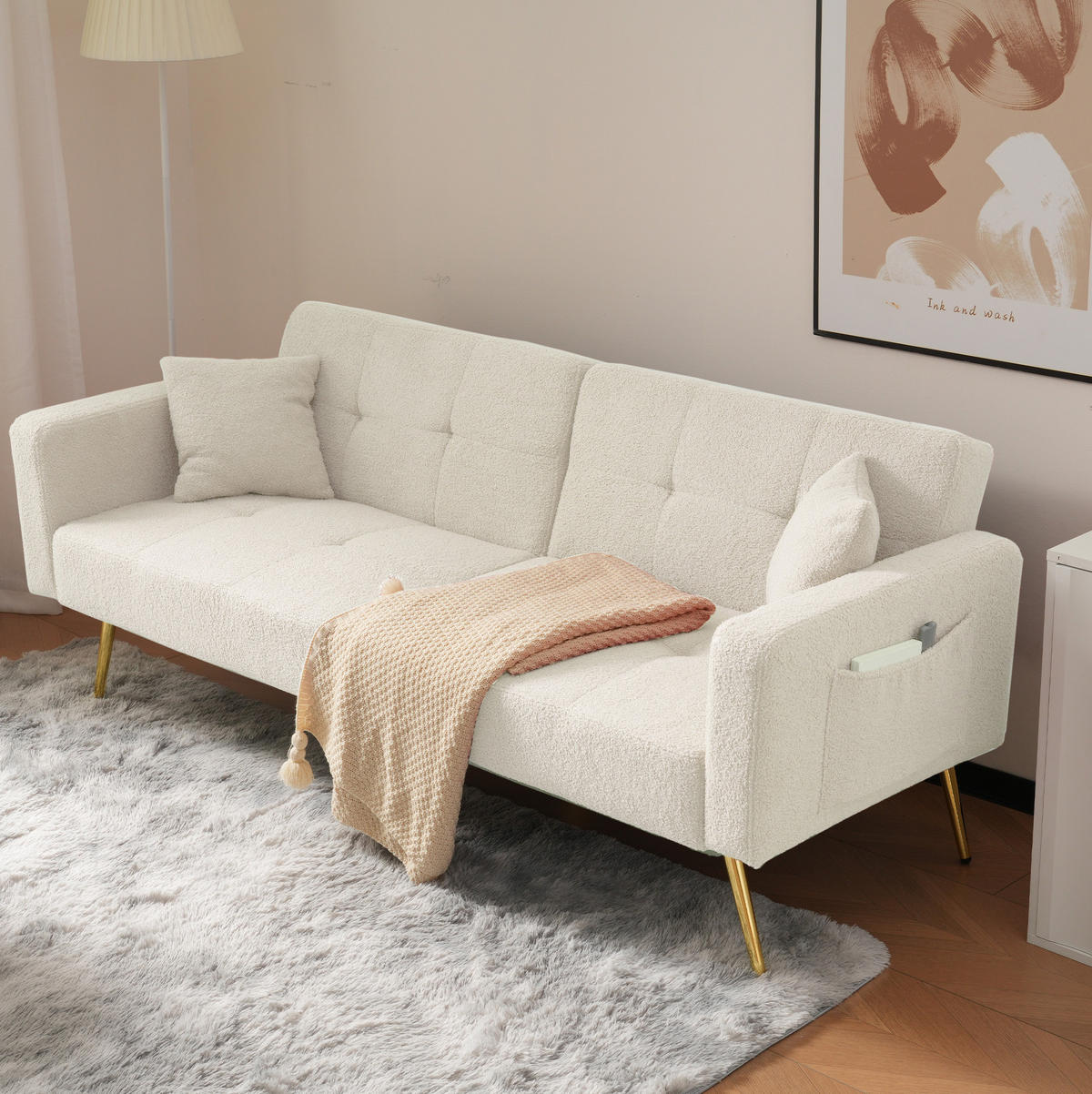 SCHLAFSOFA mit Bettfunktion verstellbar 175 x 64 x 72 cm Weiß - Weiß, Kunststoff (175/72/64cm) - Meubliv