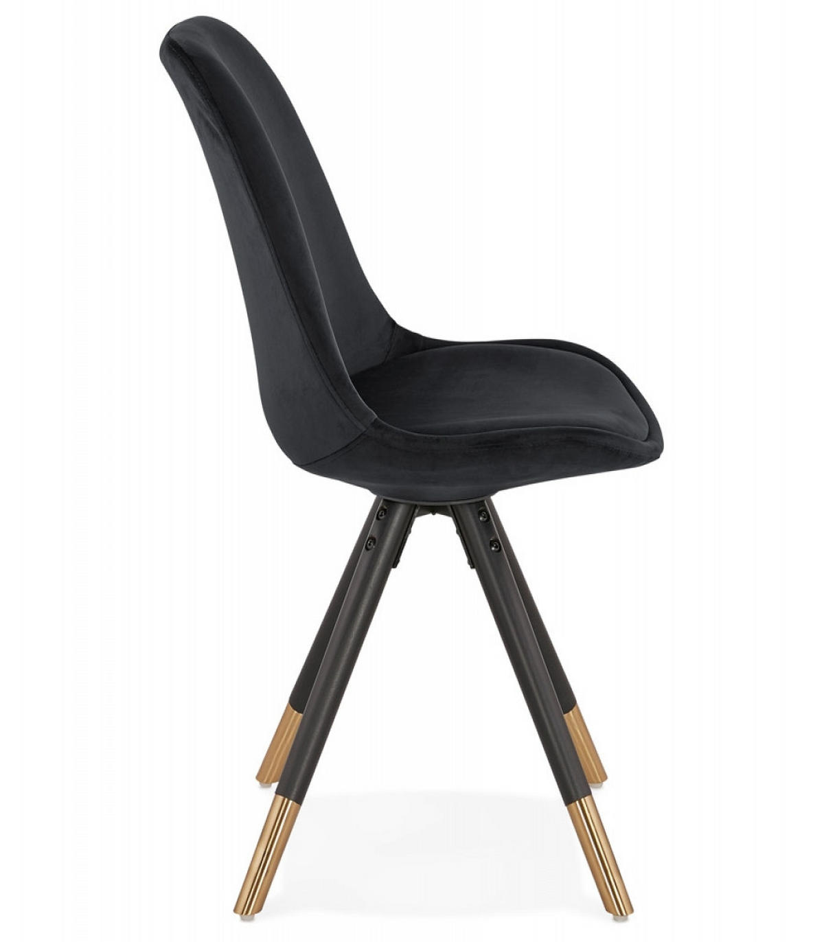 STUHL Stoffbezug Holzgestell mit Goldakzenten, Schwarz 48x56x83 cm - Schwarz, Holz/Buchenholz (48/83/56cm) - KADIMA DESIGN