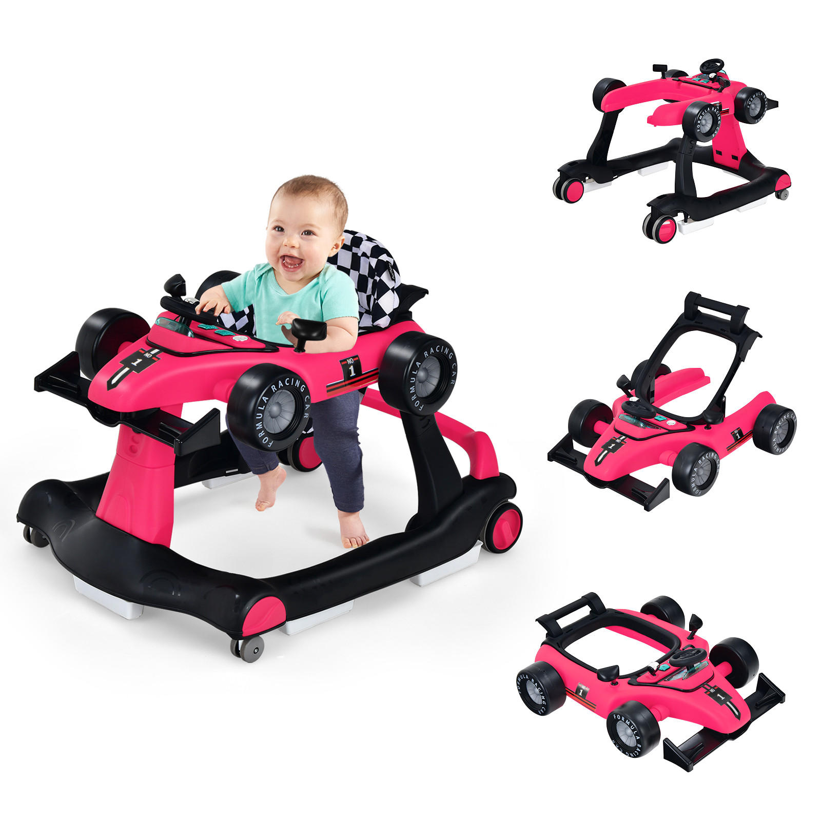 LAUFLERNWAGEN Pink - Pink, Kunststoff (64/56/73cm) - COSTWAY
