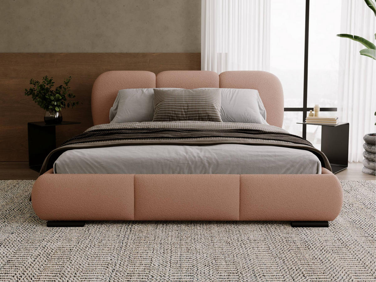 POLSTERBETT Rosa - Eichefarben/Schwarz, Holz/Textil (180/200cm) - MIRJAN24