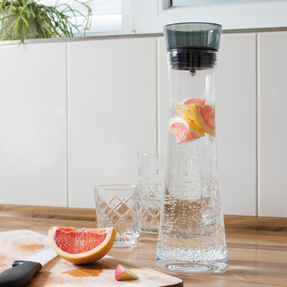 GLASKARAFFE AMISA 1,2 Liter, grau - Grau, Glas (1.2L) - bremermann