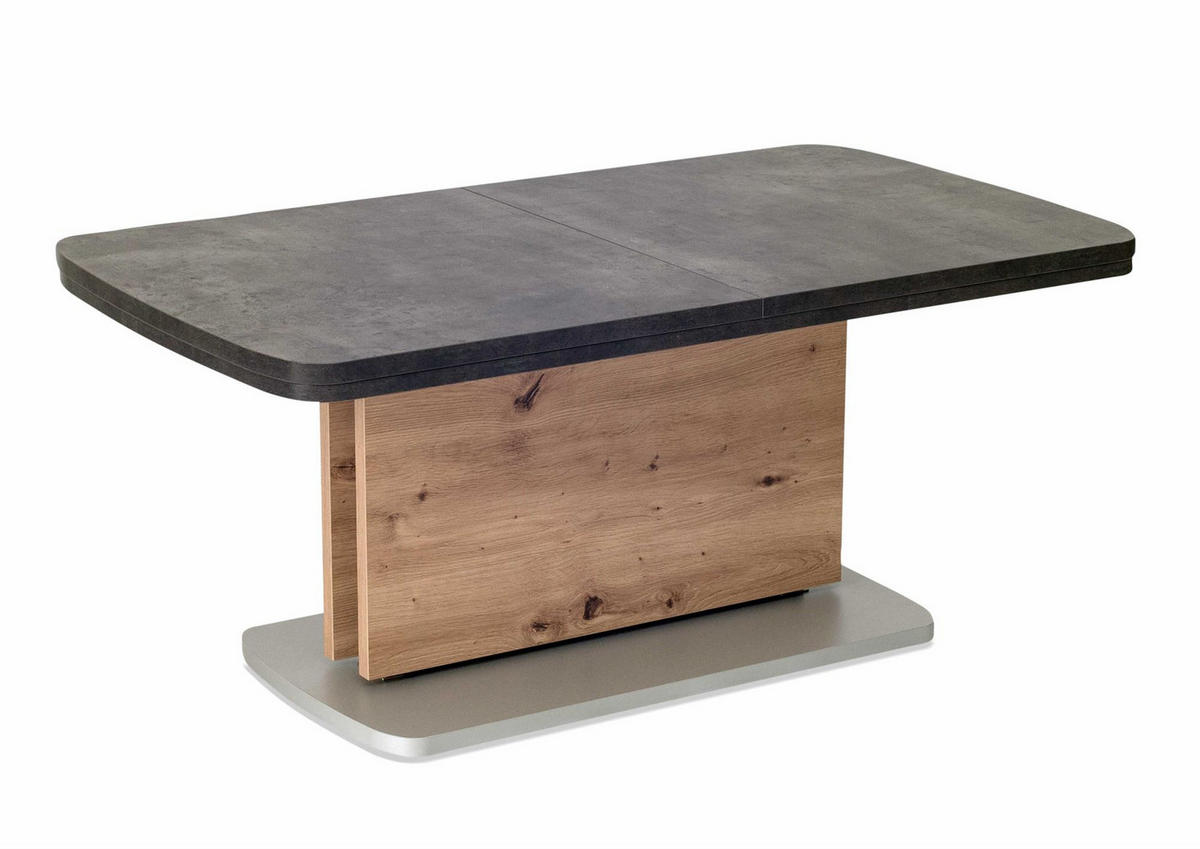 FUNKTIONSTISCH ausziehbar Catharina 110(145+180) x 63 x 53-72 Wohnzimmertisch Beton/Wildeiche - Multicolor, Holz (110/63/53cm) - 58aufmkessel