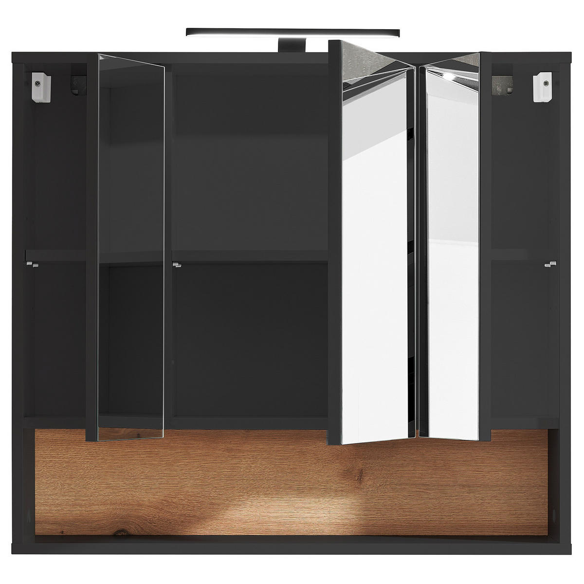 BELEUCHTETER SPIEGELSCHRANK - Anthrazit, Holzwerkstoff (80/72/21cm) - home24