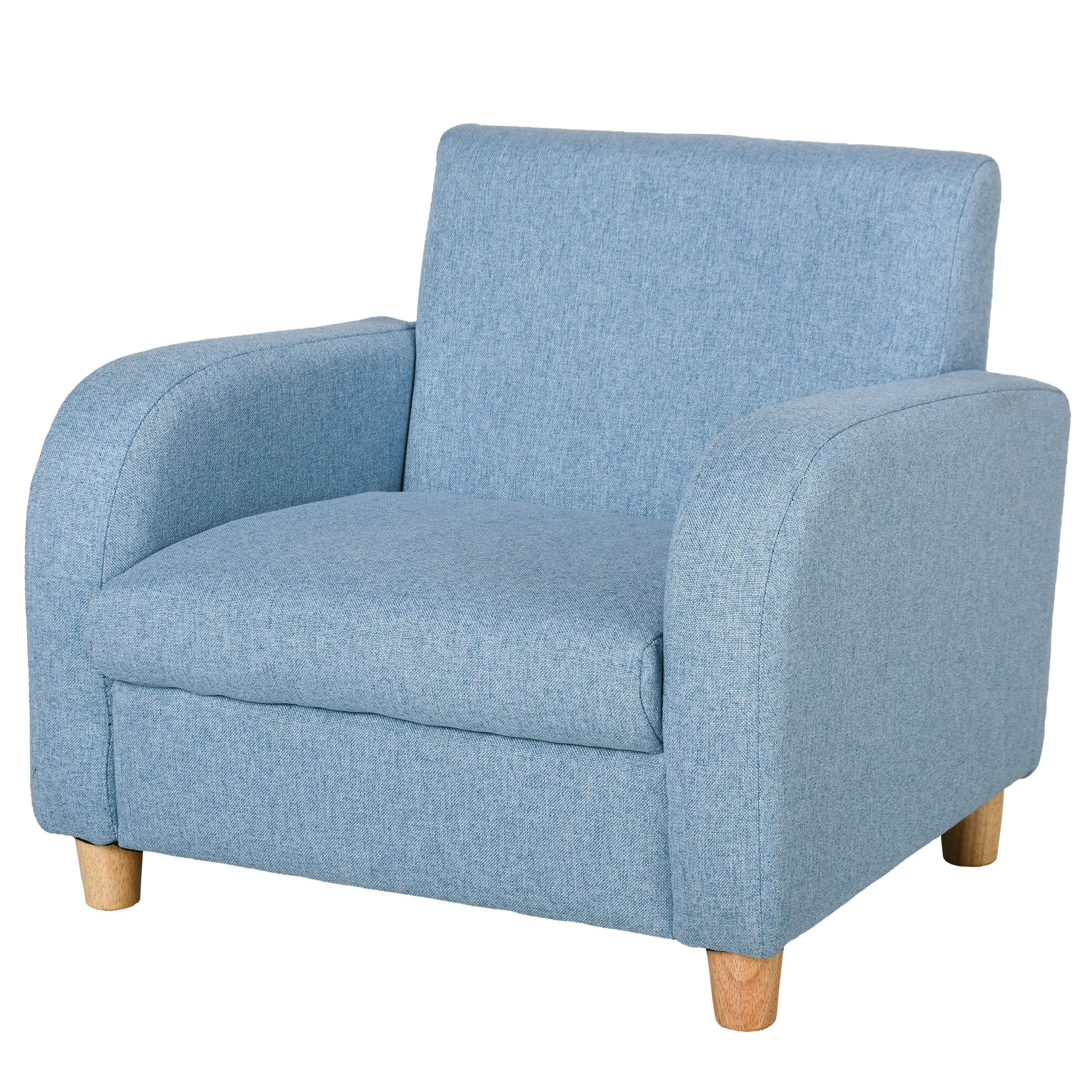 KINDERSOFA, Blau, Holz, Leinen - Blau, Holz (45/44.5/49cm) - HOMCOM