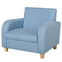 KINDERSOFA, Blau, Holz, Leinen - Blau, Holz (45/44.5/49cm) - HOMCOM