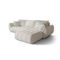 ECKSOFA TOKYO PREMIUM mit Schlaffunktion, Stoff WIND, Ecru, Rechts - Ecru, Holz (280/190cm) - Kaiser Möbel