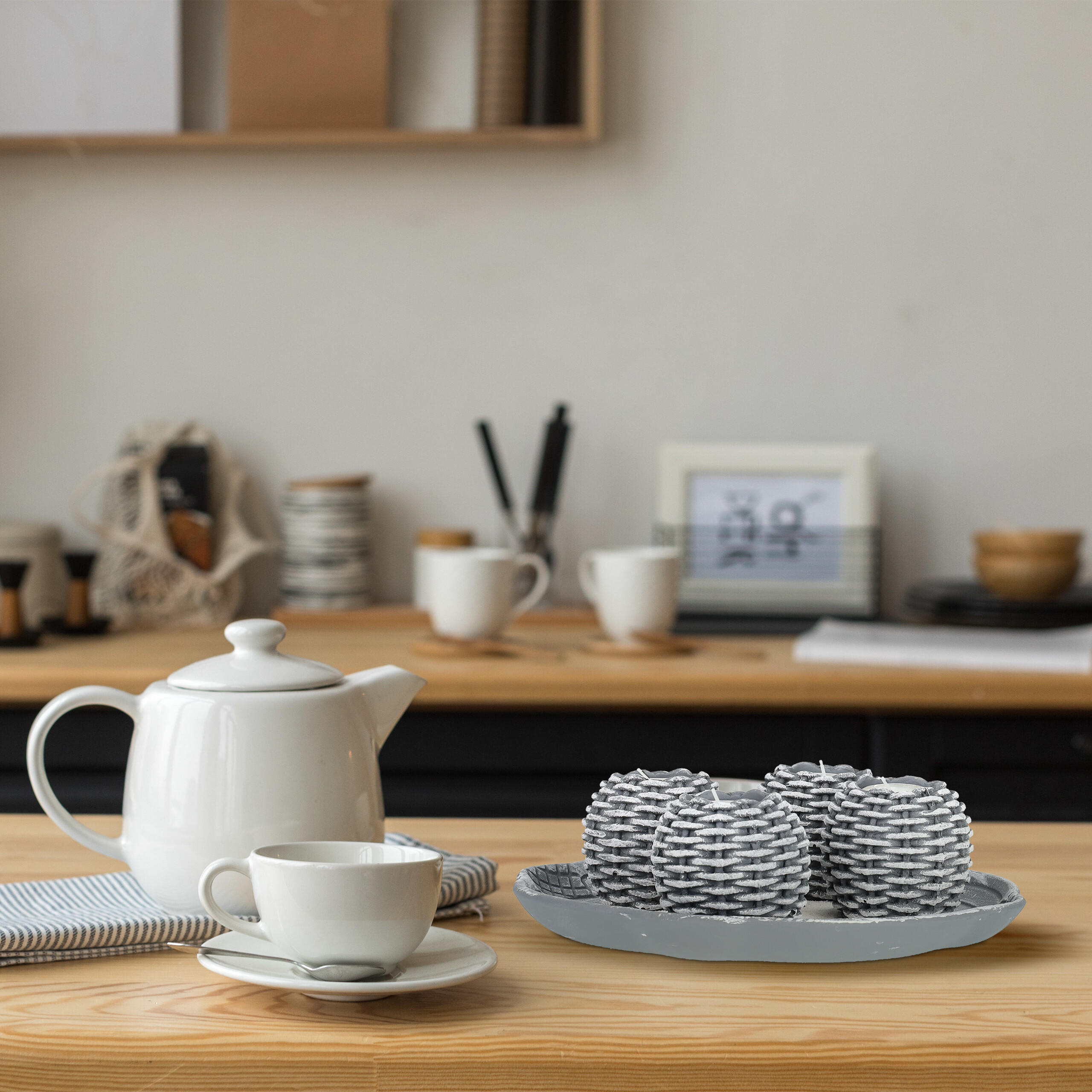 KERZENDEKO - Multicolor, Naturmaterialen/Holzwerkstoff (8cm) - Relaxdays