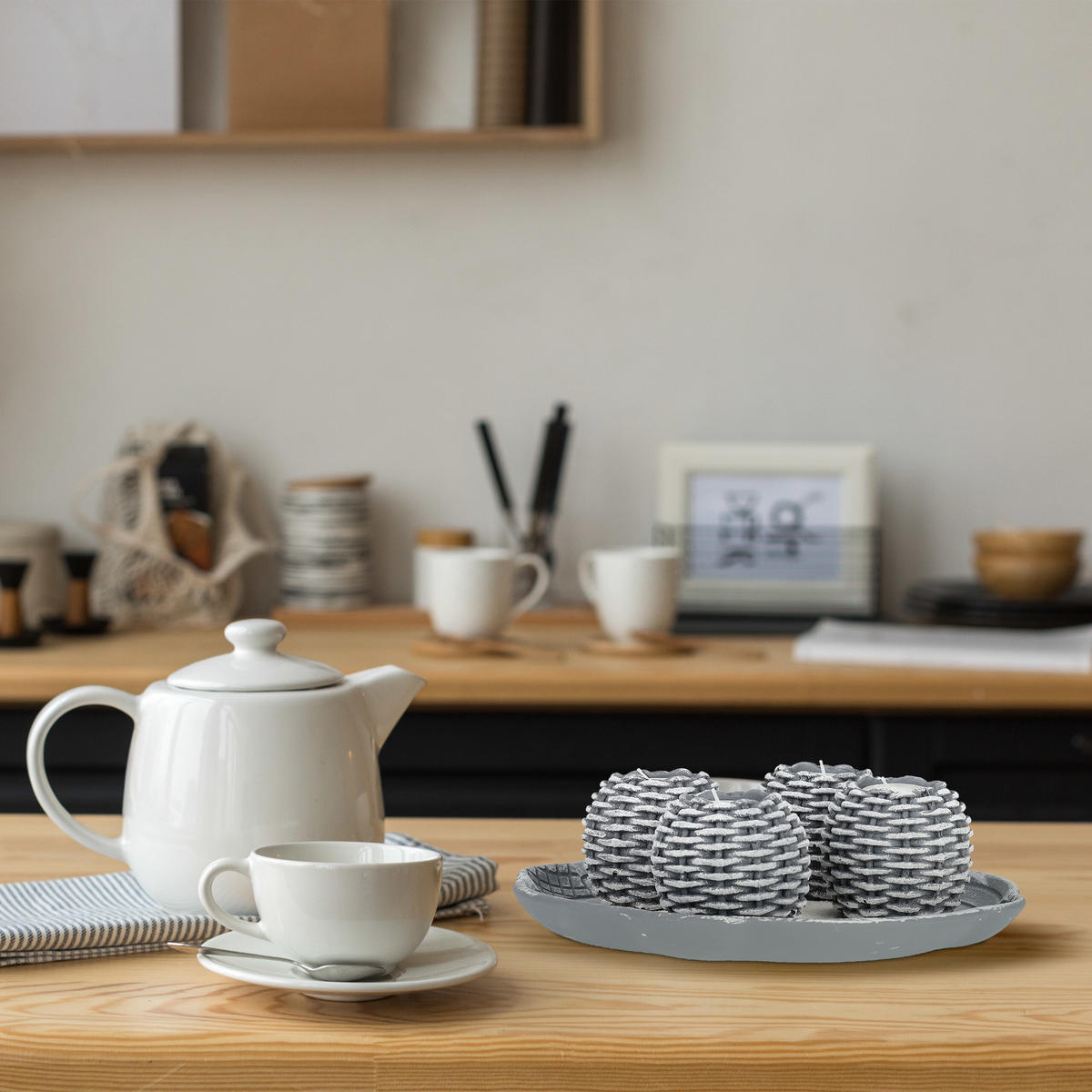 KERZENDEKO - Multicolor, Naturmaterialen/Holzwerkstoff (8cm) - Relaxdays