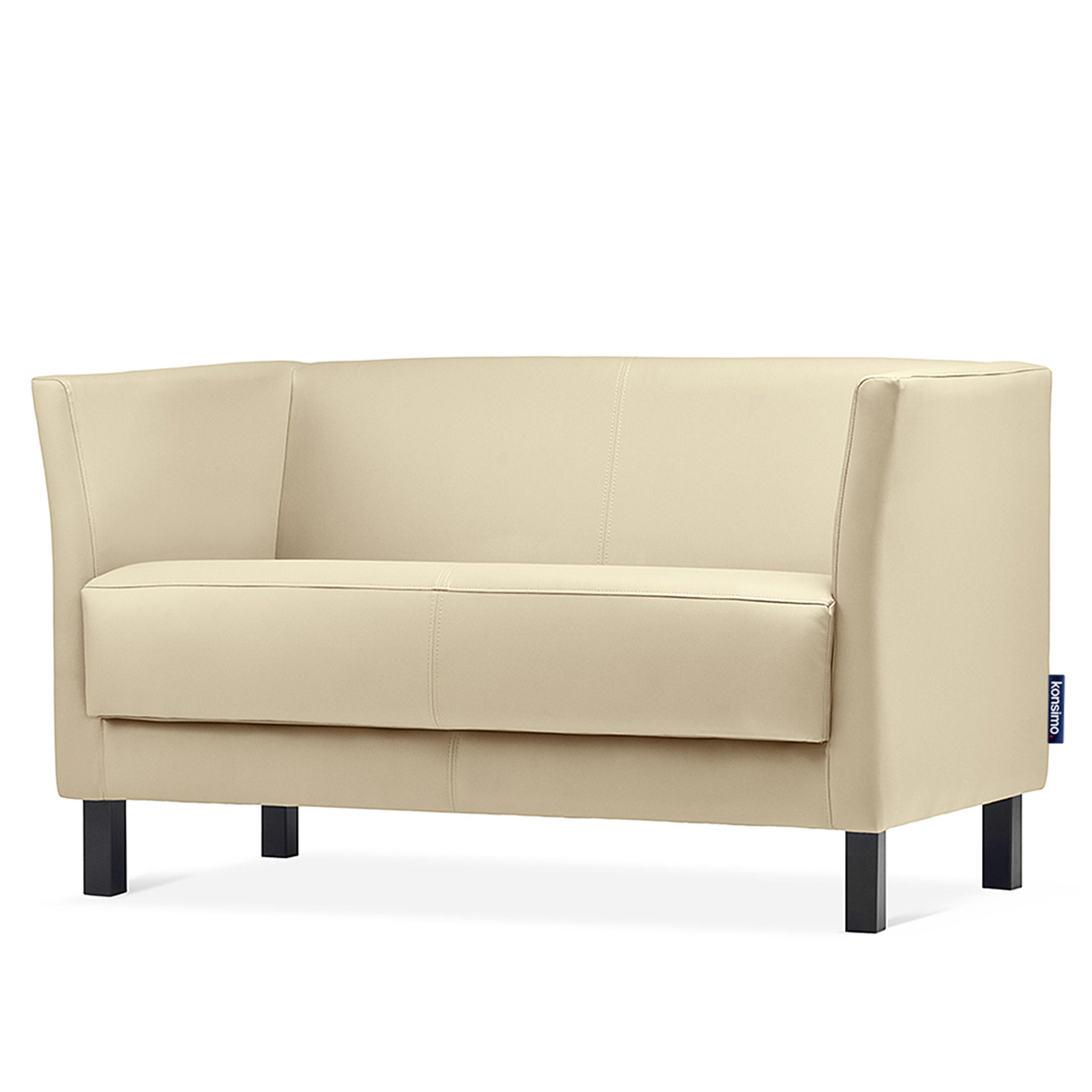 2-SITZER-SOFA ESPECTO Lederoptik, cremig - Creme/Schwarz, Textil (67/71/130cm) - KONSIMO®