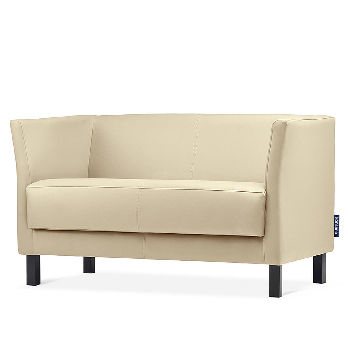 2-SITZER-SOFA ESPECTO Lederoptik, cremig - Creme/Schwarz, Textil (67/71/130cm) - KONSIMO®