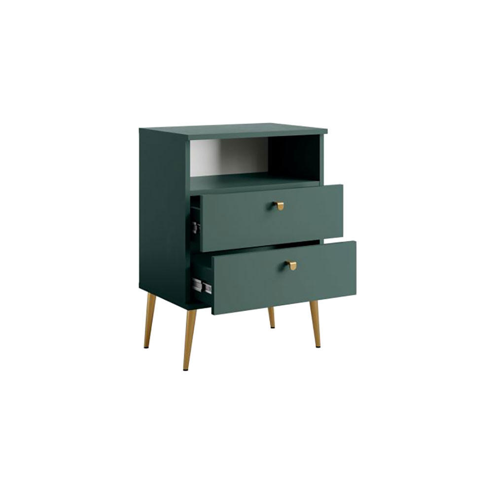 NACHTTISCH High grün 50 / 34 / 69,5cm - Goldfarben/Grün, Holz/Holzwerkstoff (50/70/34cm) - Feldmann-Wohnen