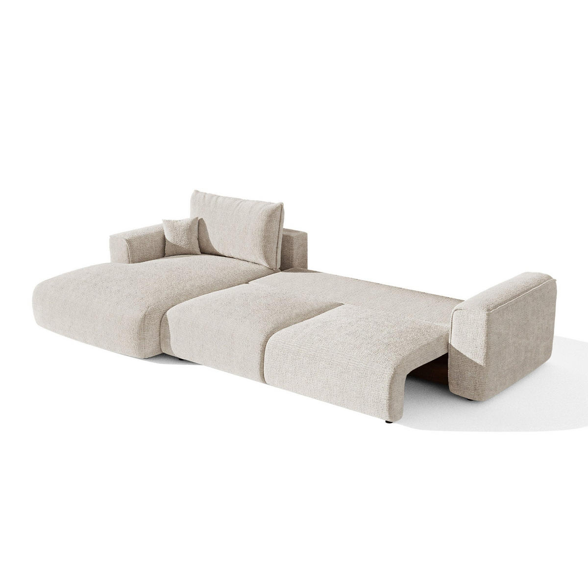 LINKSECK-SCHLAFSOFA mit Stauraum COMO Köpergewebe mit weichem Griff Creme 297cm - Creme, Textil (297/167cm) - Premium Interiors