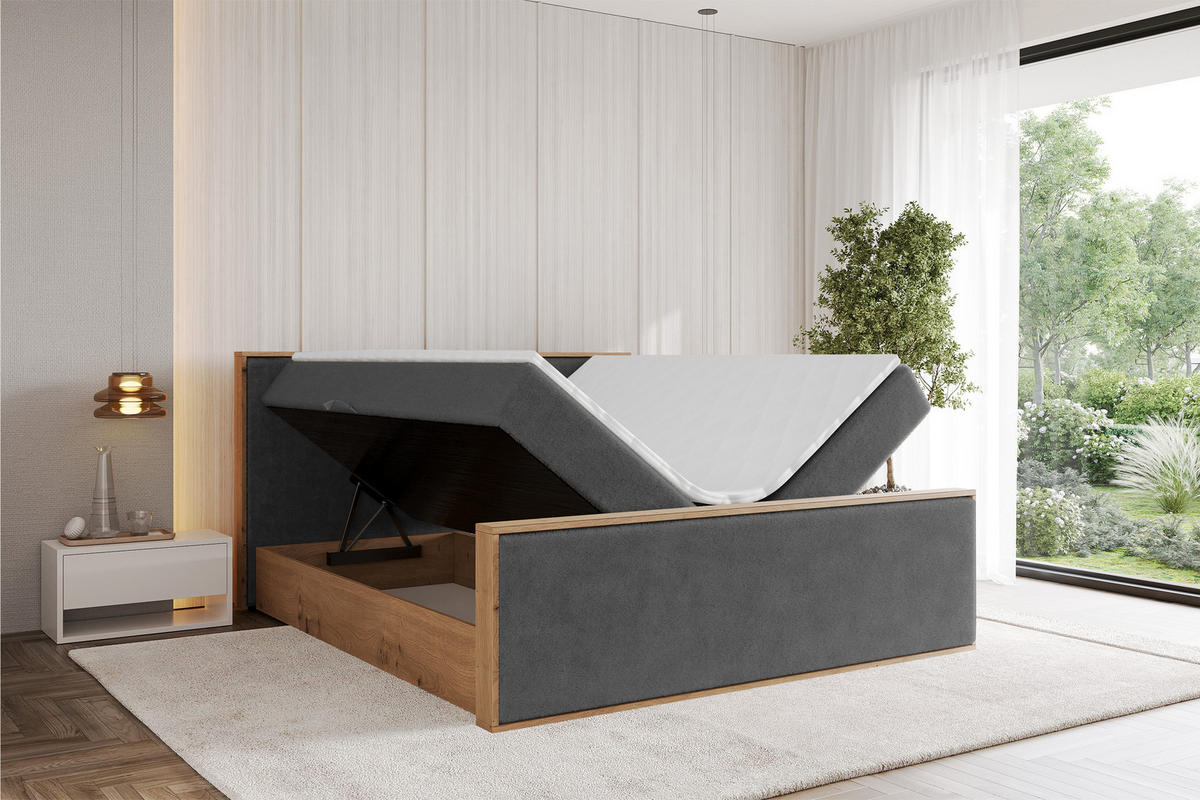 BOXBETT LOLLI9 -Z 120x200 - H4 Dunkelgrau - Graphitfarben, Holzwerkstoff (120/200cm) - ALTDECOR