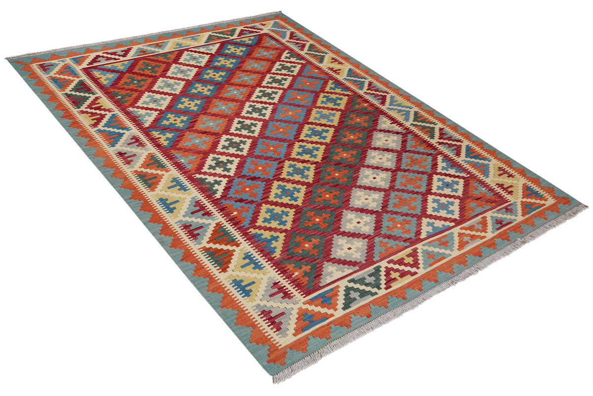 HANDWEBTEPPICH Kelim Gashgai Rot 198/158 cm Schurwolle - Rot, Textil (158/198cm) - Looma