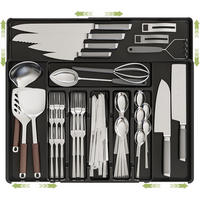 BESTECKKASTEN Ausziehbarer - Schwarz, Kunststoff (53/5/49cm) - Aimax