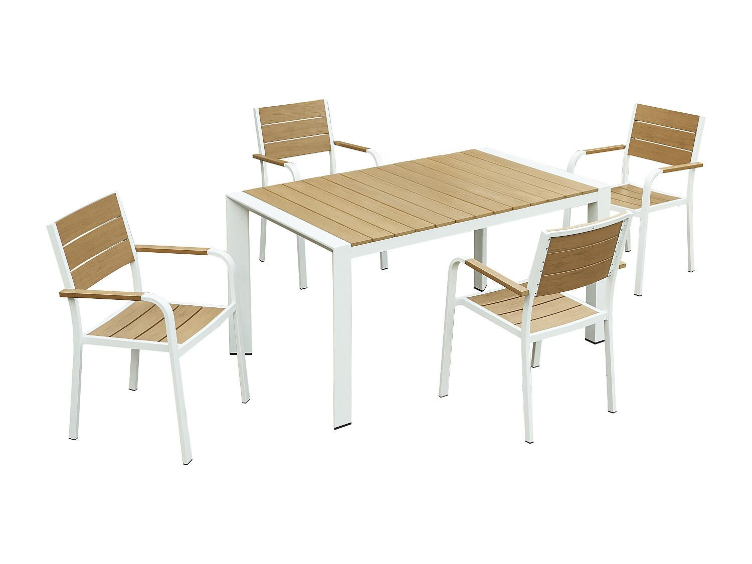 GARTENESSGRUPPE im Set - 4 -Sitzer - Aluminium - naturfarben hell, weiß - NYROS - Naturfarben, Metall - Vente-Unique