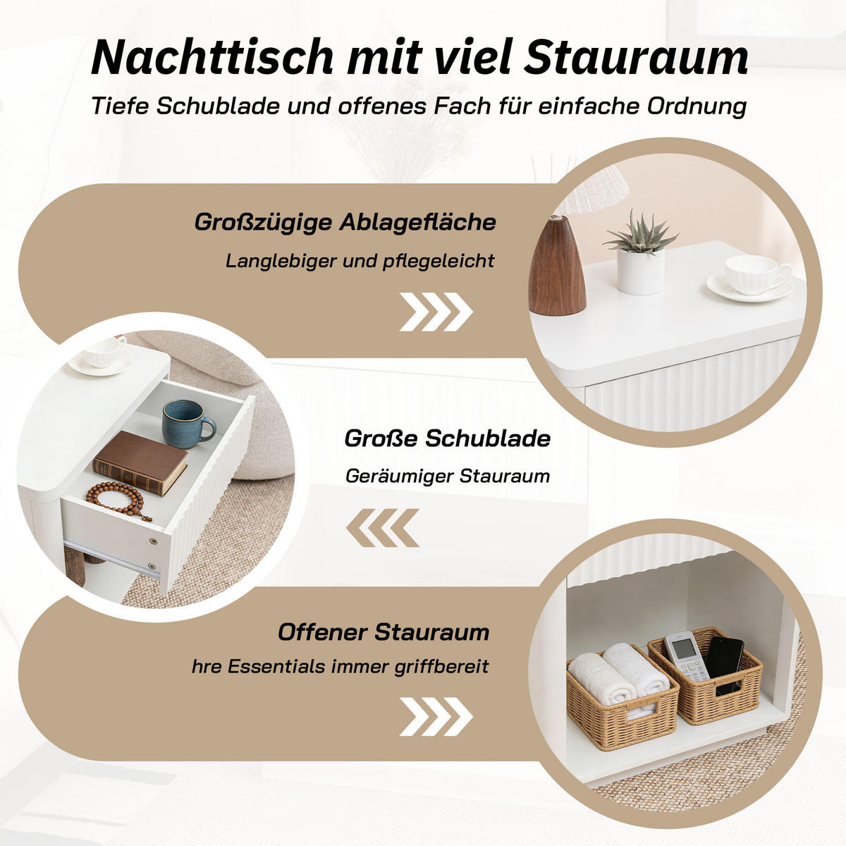NACHTTISCH Weiß 55/40/63 cm 2er-Set - Weiß, Holz (55/63.5/40cm) - PANGIVO