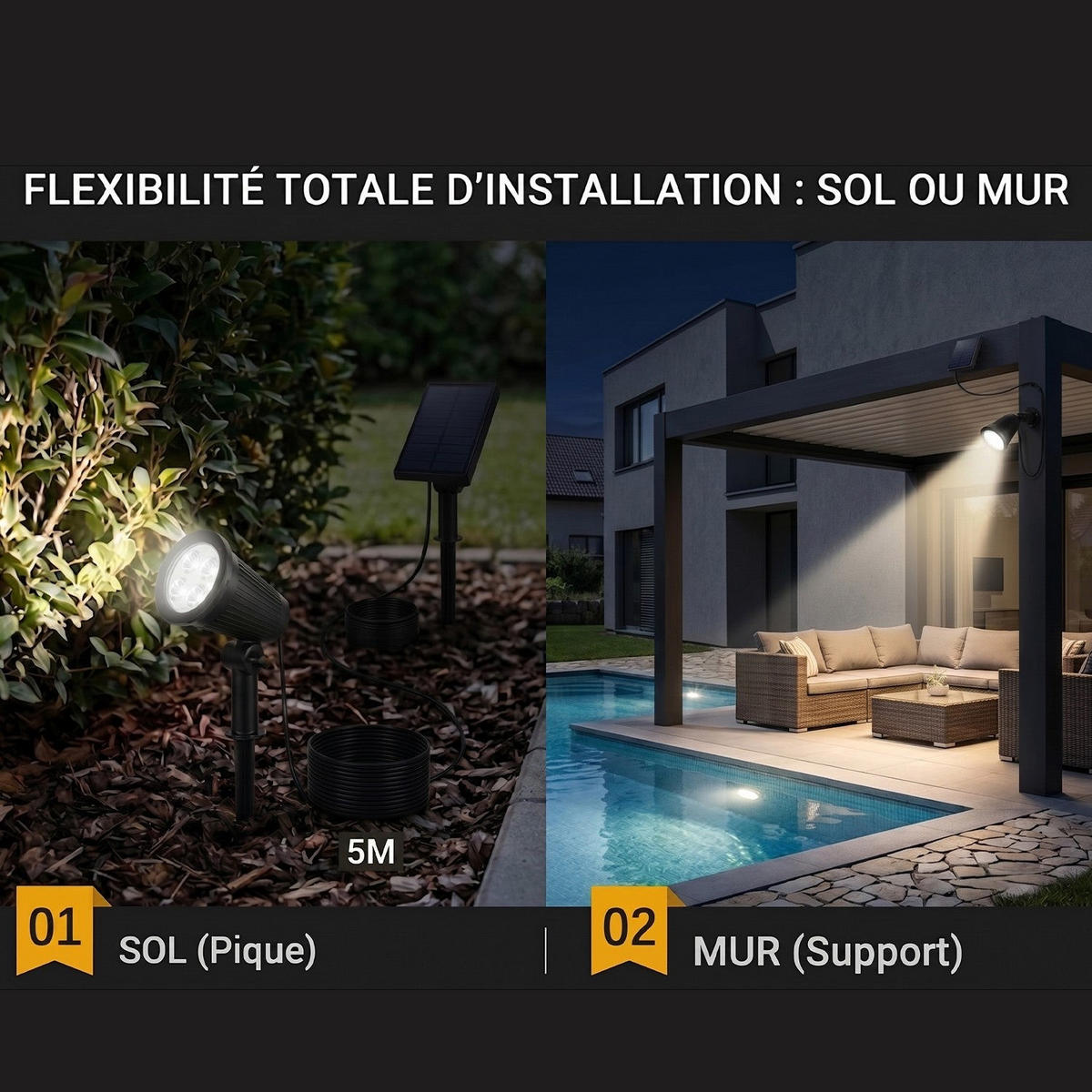 SET mit 2 Solarstrahlern SPIKY schwarz - Schwarz, Kunststoff (16/10/21cm) - Lumisky