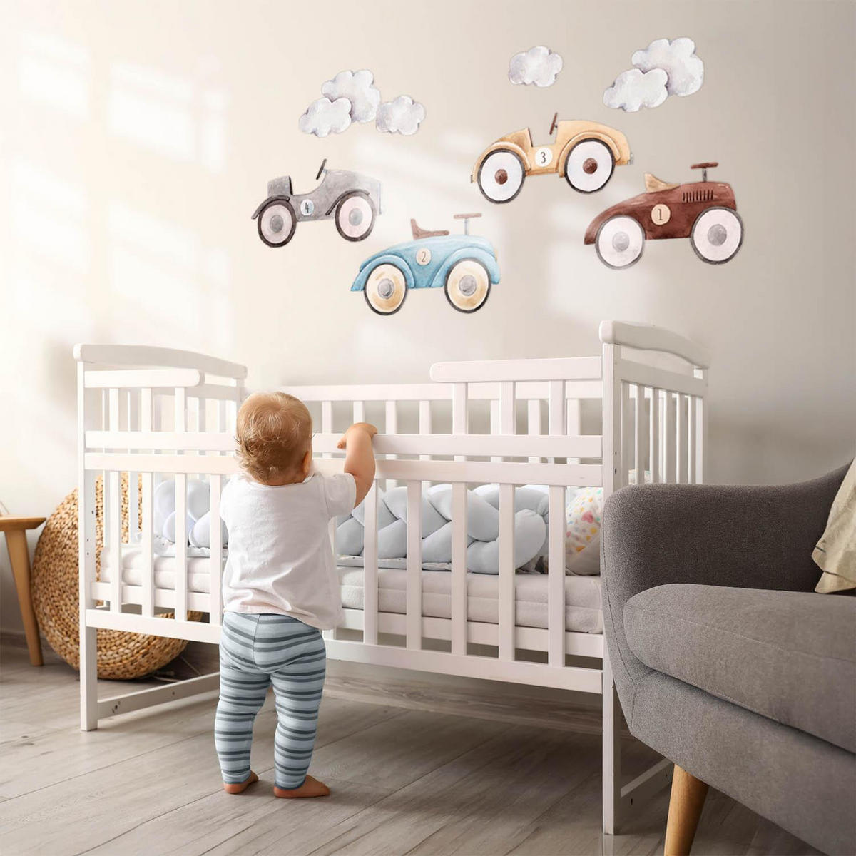 WANDAUFKLEBER 80x126cm - Pastellfarbene Autos - Multicolor, Kunststoff (80/126/0.1cm) - Wallfluent