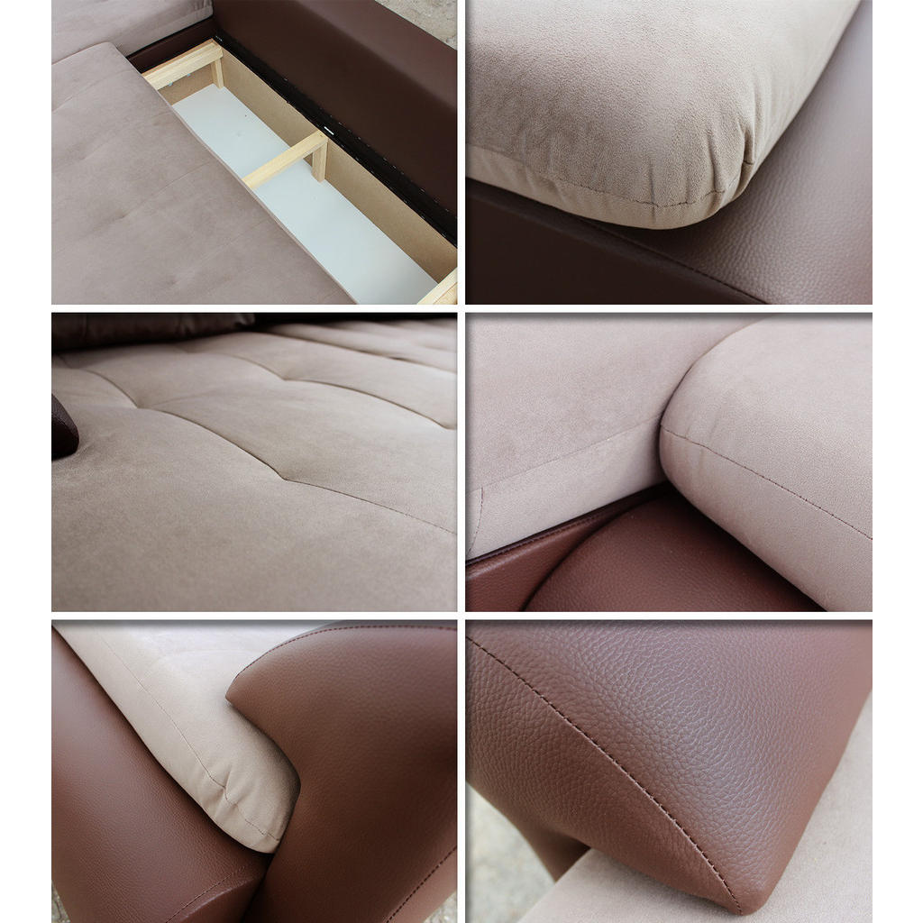 Thumbnail - Sofnet Ecksofa, Schwarz, Hellgrau, Textil, 5-Sitzer, Ottomane rechts,Rechteckig, 226x152 cm, Wohnzimmer, Sofas & Couches...