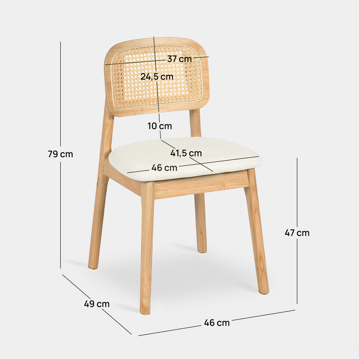 ESSZIMMERSTUHL Tove Natürlich 46 cm x 79 cm 2er-Set - Naturfarben, Textil (46/79/49cm) - Klast Home