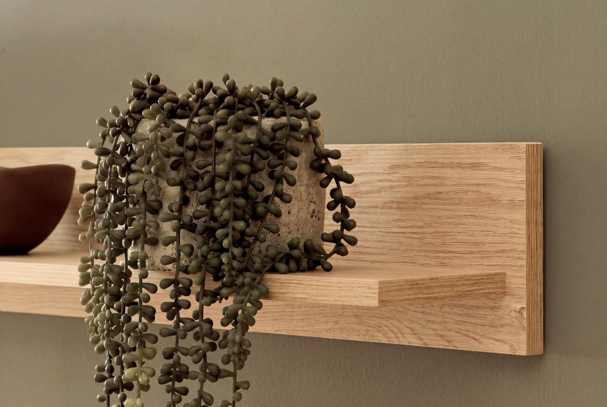 WANDBOARD Eiche, Wandregal 195 cm - Kaschmir/Eichefarben, Holzwerkstoff (195/15/17cm) - Furn.Design