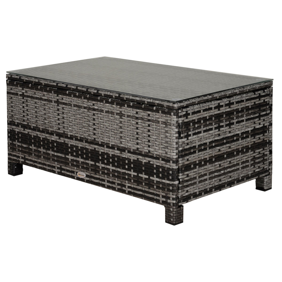 GARTENBEISTELLTISCH DE-13569 mit Geflecht und Glasplatte Grau - Grau, Metall (85/50/39cm) - ComfortXL