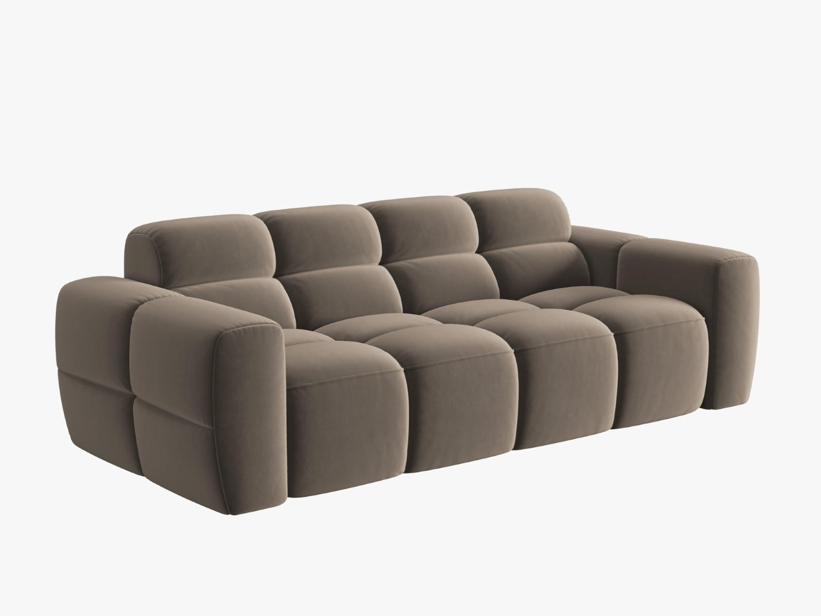 SOFA Lisa aus Samt hellbraun 3 Sitzplätze - Hellbraun, Textil (101/77/216cm) - Micadoni