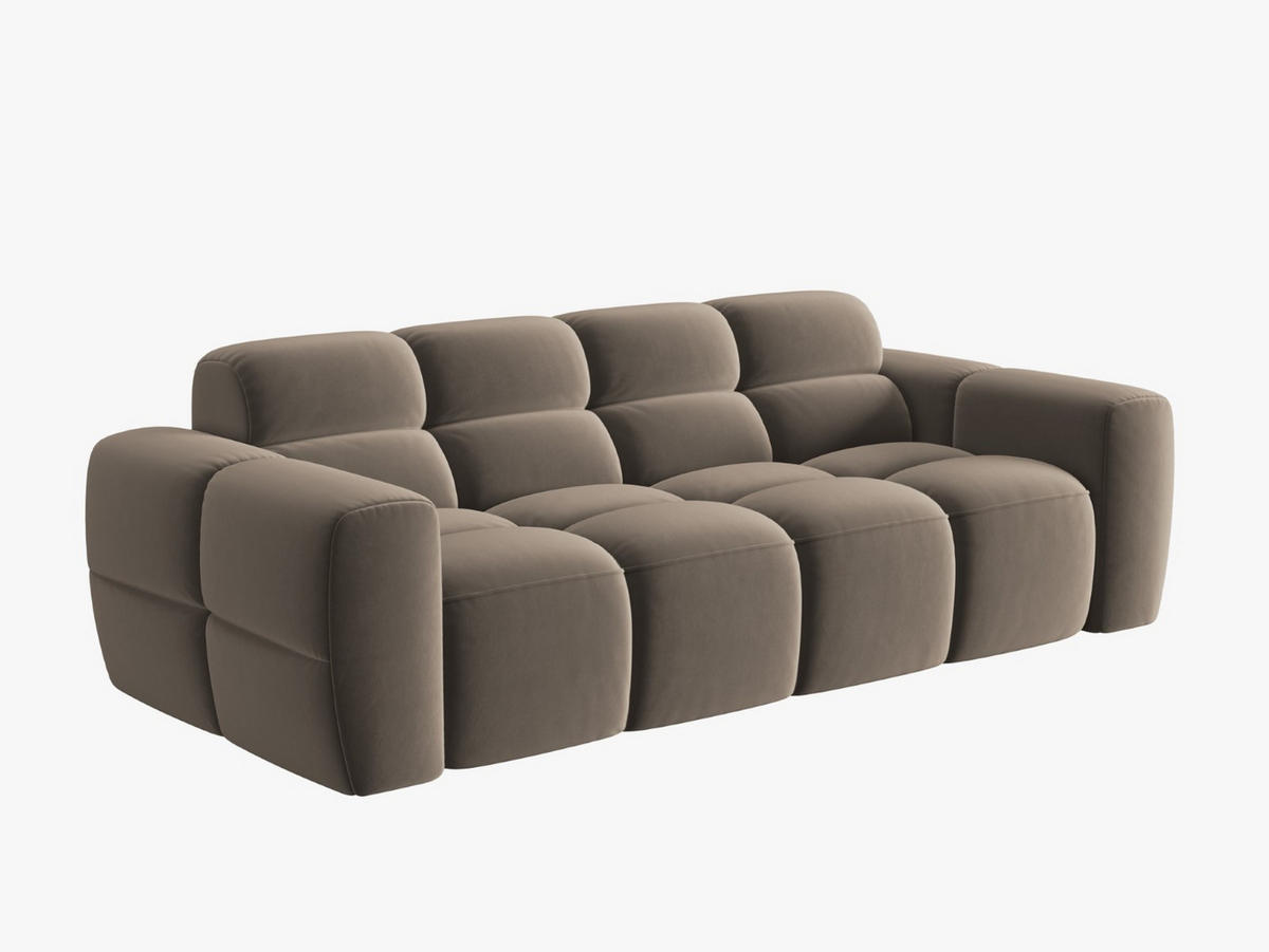 SOFA Lisa aus Samt hellbraun 3 Sitzplätze - Hellbraun, Textil (101/77/216cm) - Micadoni