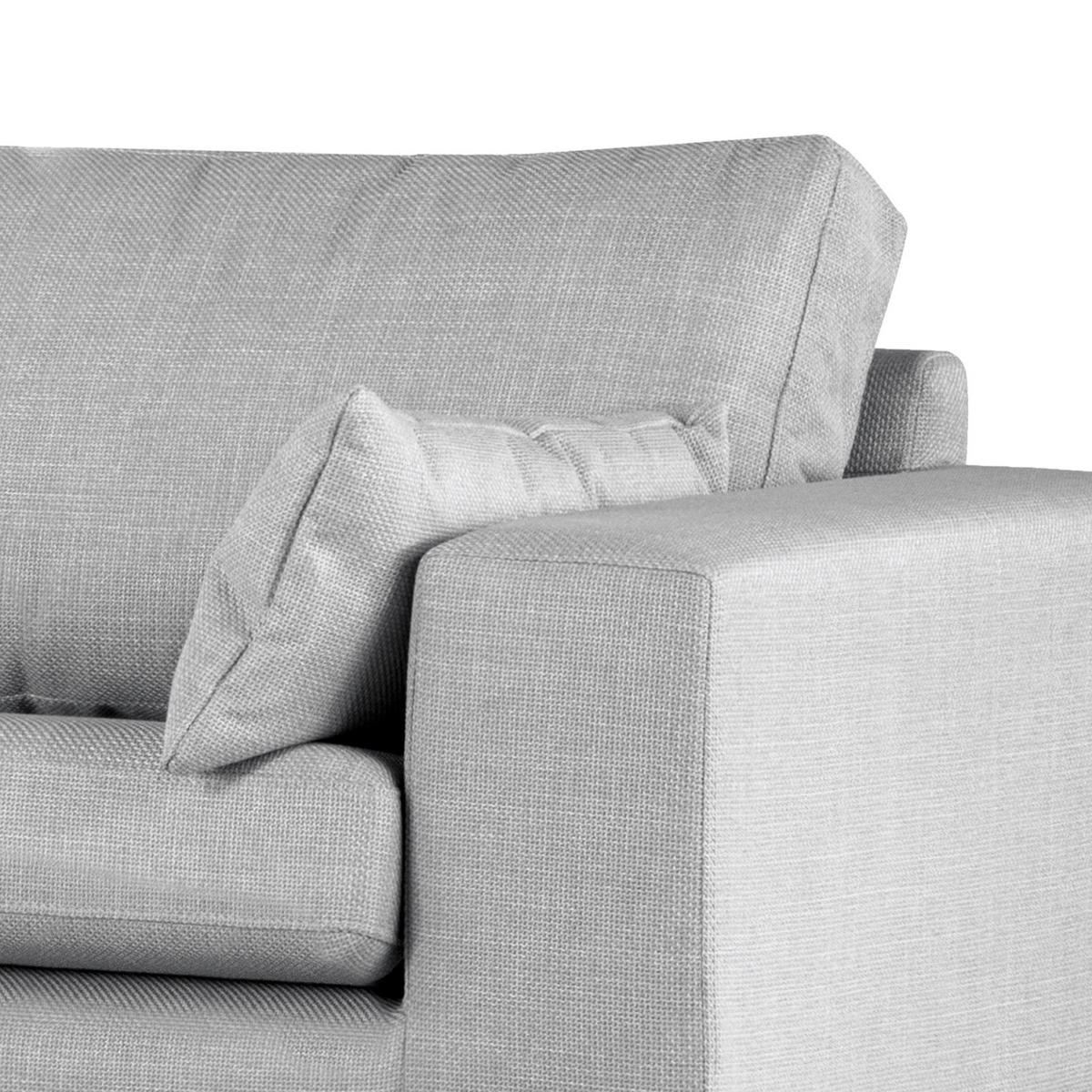 ECKSOFA mit Ottomane - Eichefarben/Hellgrau, Eichenholz/Textil (287/219cm) - home24