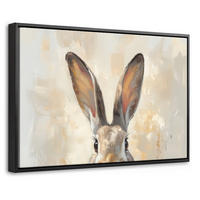 LEINWAND Bilder mit Rahmen - Hase - Ohren - Braun - 30x20 - Beige, Textil (30/20cm) - MuchoWow
