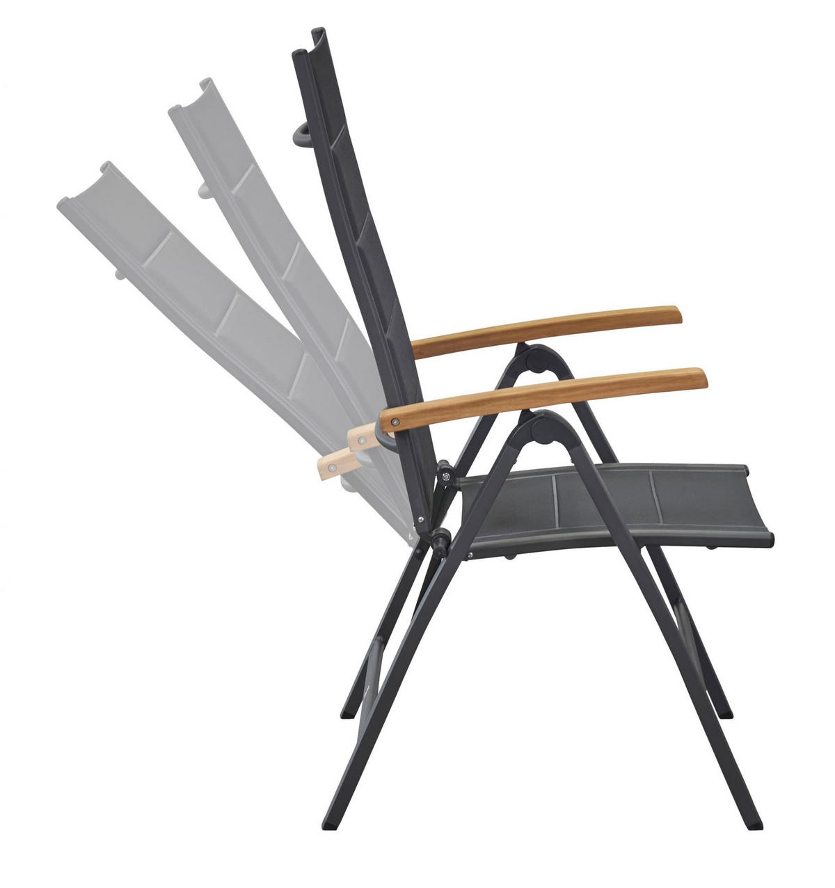 KLAPPSTUHL New Jersey Gartenstuhl Klappsessel Teakholz Anthrazit - Naturfarben, Holz (75/112/61cm) - dasmöbelwerk