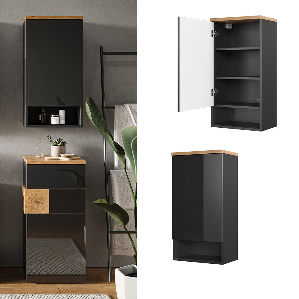 BADSCHRANK Eden Anthrazit 40 x 77.5 cm - Anthrazit, Holzwerkstoff (40/77.5/27cm) - Vicco
