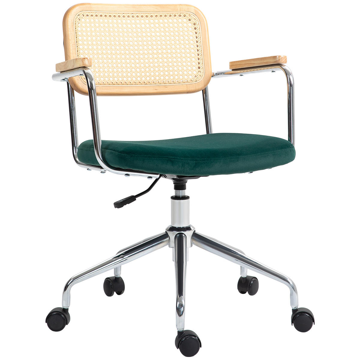 BÜROSTUHL DE-05011 Boho-Design mit Holzarmlehnen Grün - Grün, Metall (58/94/65cm) - ComfortXL