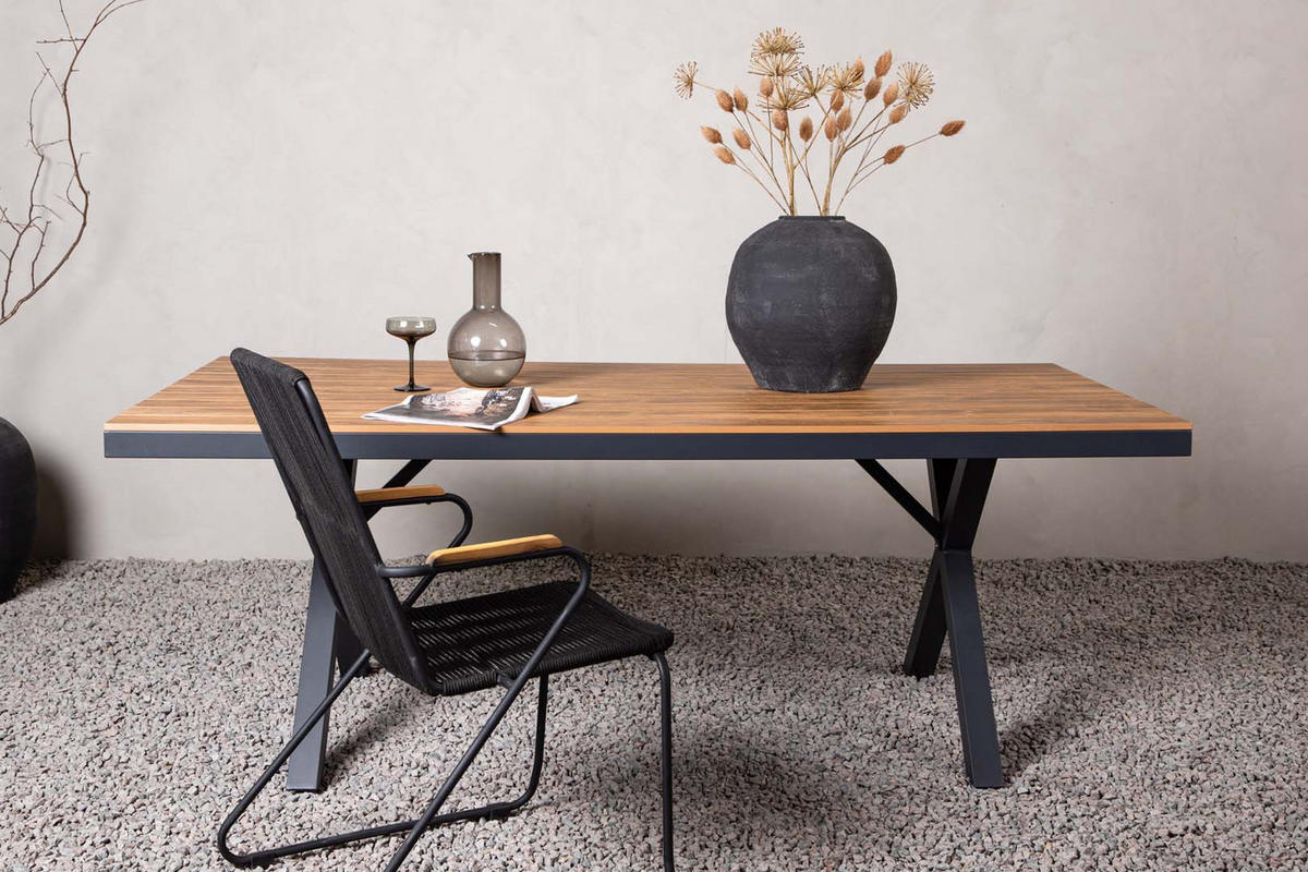 GARTENTISCH schwarz - Schwarz, Holzwerkstoff (200/100/74cm) - ebuy24