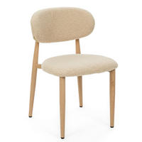 STUHL ALMO gepolstert Beine in Holzoptik - dunkelbeige - Boucle - Champagner/Eichefarben, Textil/Metall (47/77/54cm) - NEW HOME