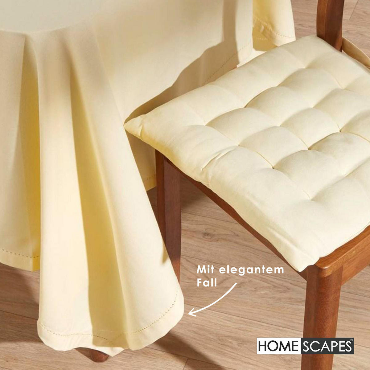 TISCHDECKE creme 137/137 cm, 100% Baumwolle - Creme, Textil (137/137cm) - Homescapes