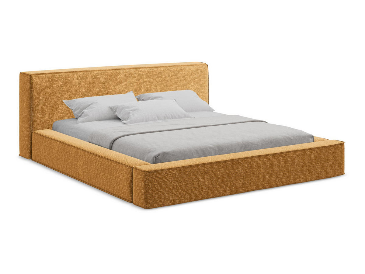 POLSTERBETT mit Bettkasten und Lattenrost 180x240 Gelb - Currygelb/Gelb, Kunststoff/Textil (140/200cm) - Makamii