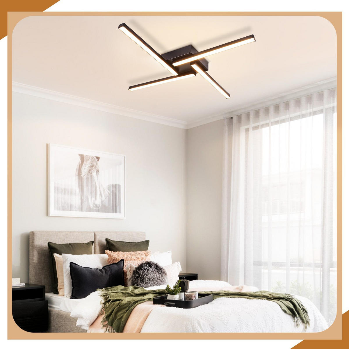 LED-DECKENLEUCHTE Merseburg 56.6/56.6/4.8 cm - Schwarz, Metall (56.6/56.6/4.8cm) - ZMH