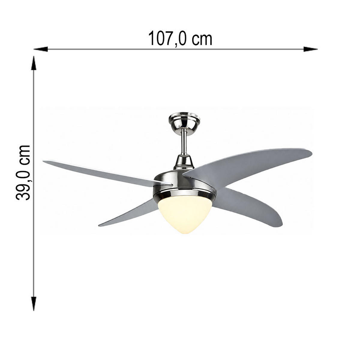LED DECKENLEUCHTE Deckenventilator Silber - Silberfarben, Glas (106/39/39cm)