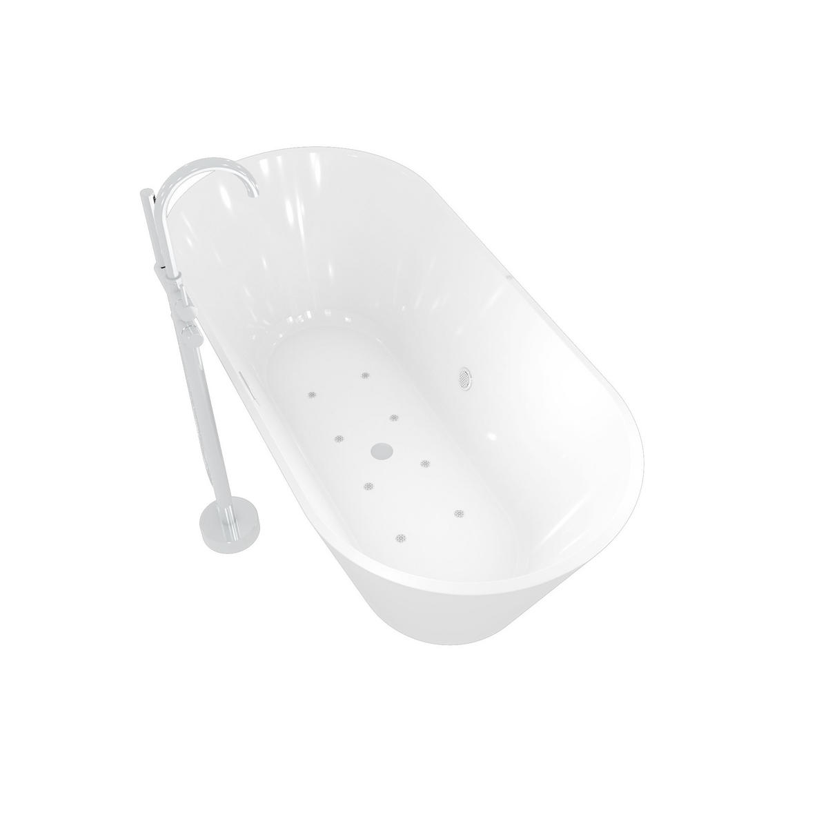FREISTEHENDE Badewanne Wanne F11 170x80cm Luftmassage Armatur AF04 - Weiß, Glas/Kunststoff (80/58/170cm) - AcquaVapore by Sandra Jentho