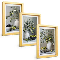 BILDER SET 3er Set - 20x30 cm Goldrahmen - Oliven in grauen Vasen - Goldfarben, Kunststoff (20/30cm) - TULUP