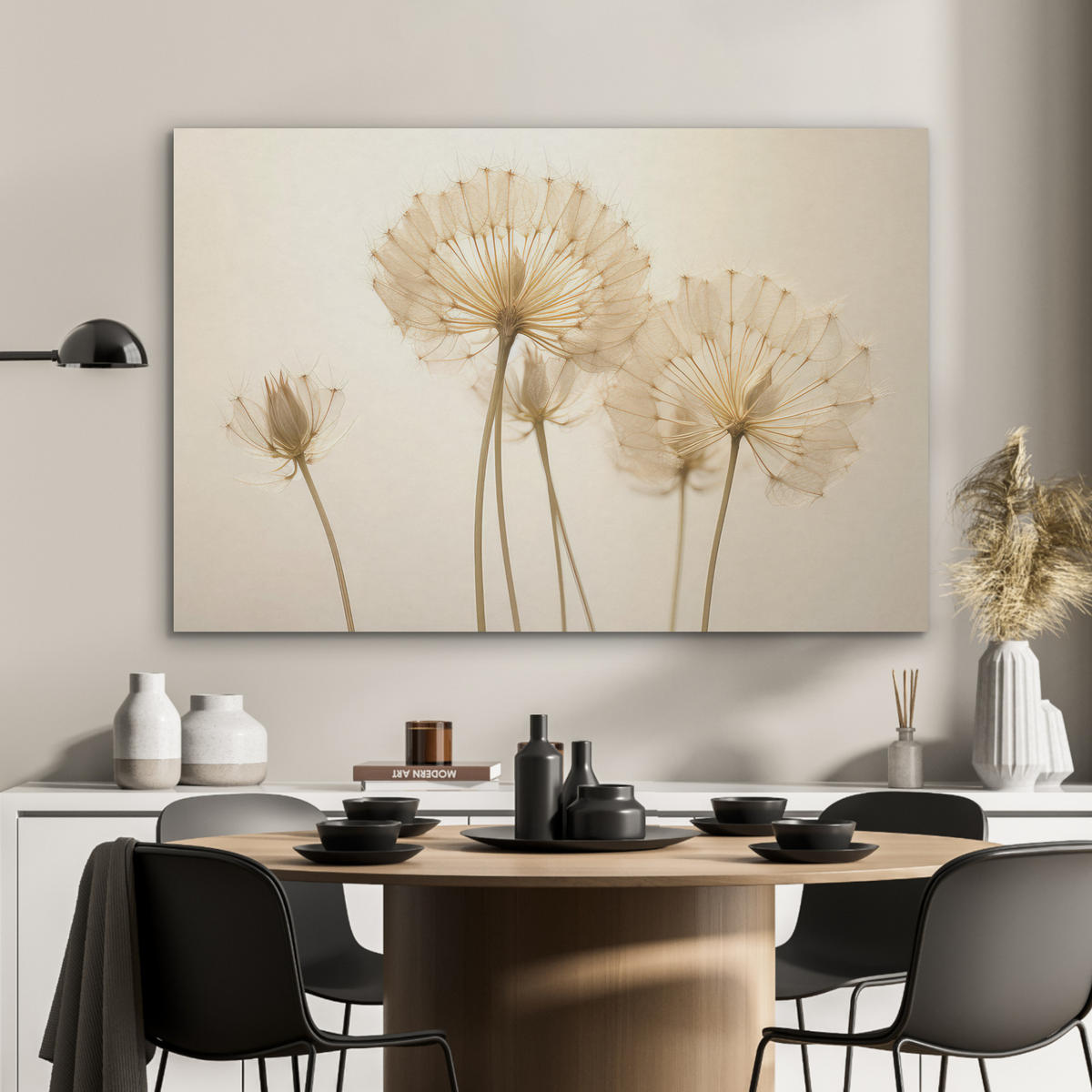 AKUSTIKBILD Sonnenlicht - Löwenzahn - Botanisch - Blumen Akustikpaneele 90x60 cm - Creme, Kunststoff (90/60/0.9cm) - MuchoWow