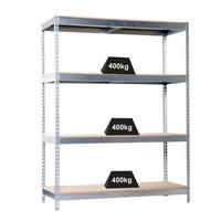 SCHWERLASTREGAL Wood Beast Four HxBxT 200 x 240 x 90 cm 4 Ebenen Fachlast 400 kg Verzinkt - Silberfarben, Metall (240/200/90cm) - PROREGAL