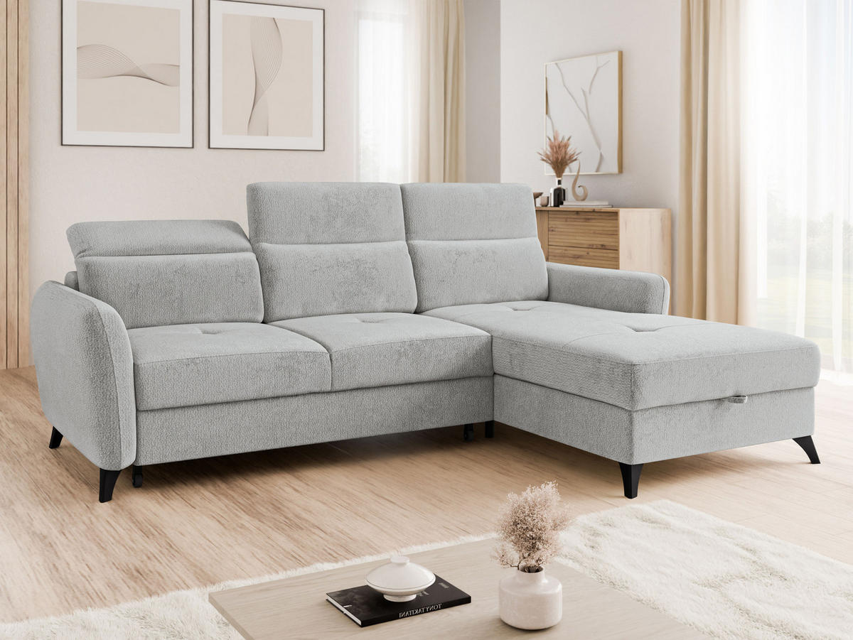 ECKSOFA Talia, Seite: Rechts 2R-LC - Hellgrau/Schwarz, Holz/Kunststoff (238/167cm) - MIRJAN24