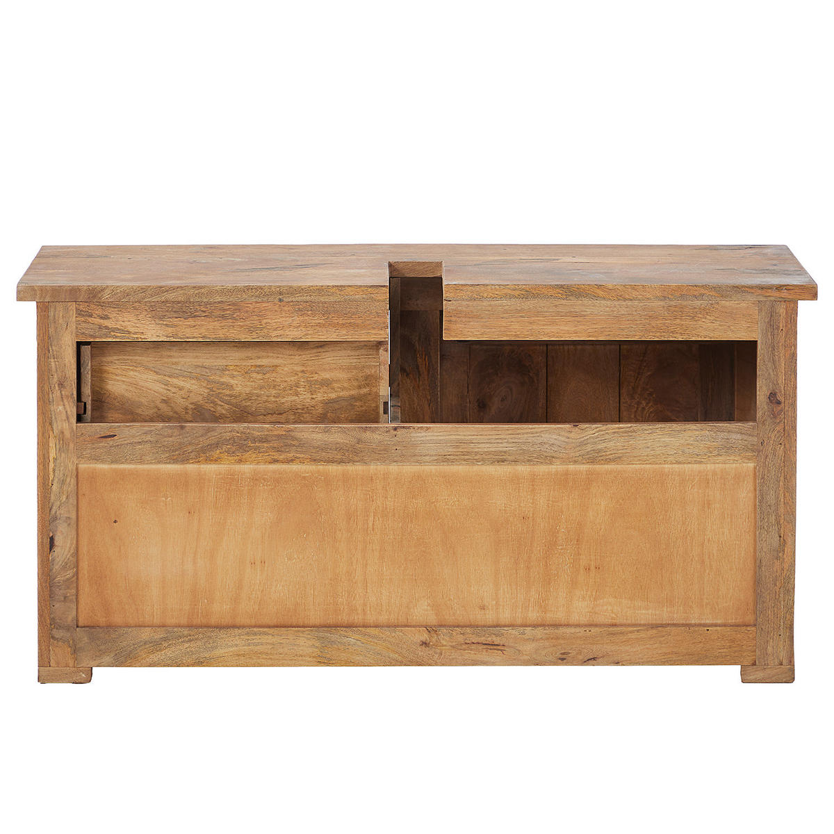 WASCHBECKENUNTERSCHRANK - Mango massiv / Eisen - Mango / Schwarz - Braun, Holz/Metall (120/60/40cm) - home24